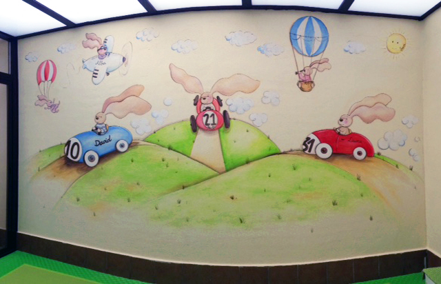 murales en jardines de infancia, cuartos lactantes en centros comerciales, salas de lactancia
